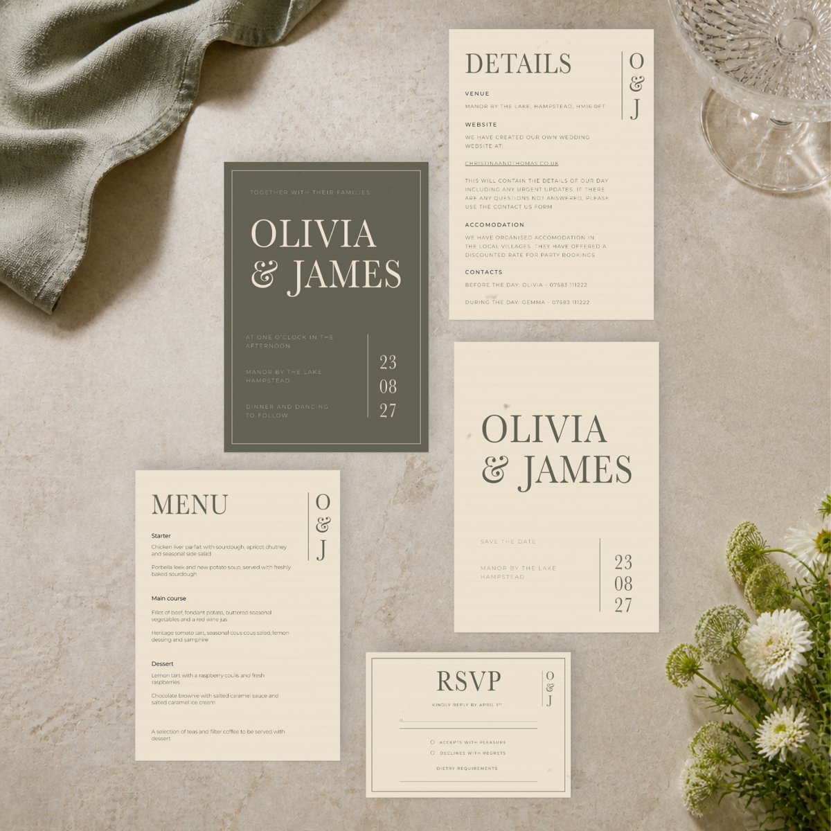 Heritage wedding stationery suite