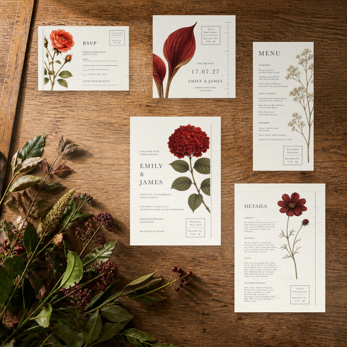 Botanist wedding stationery suite
