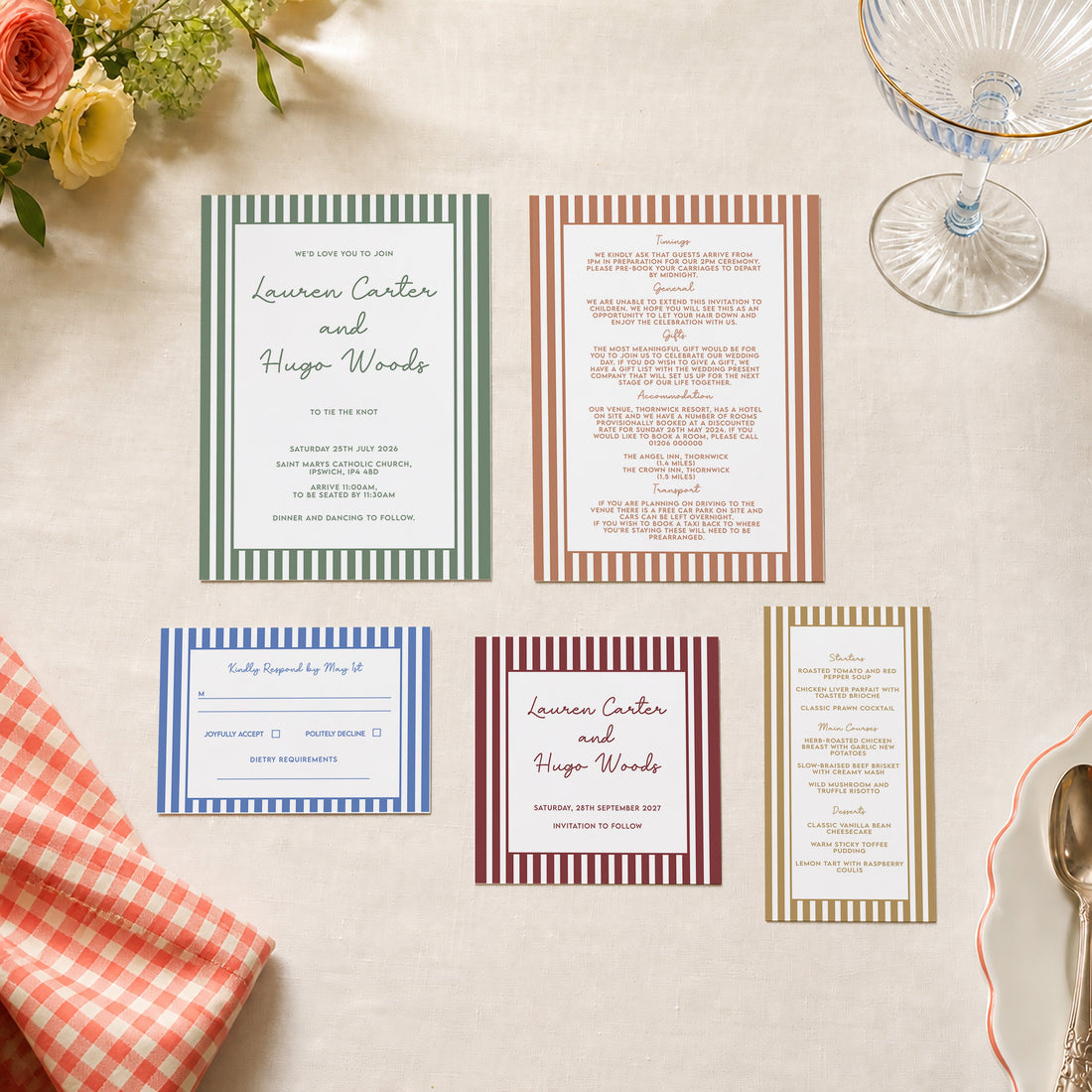 Parlour wedding stationery range, designed and printed in Suffolk