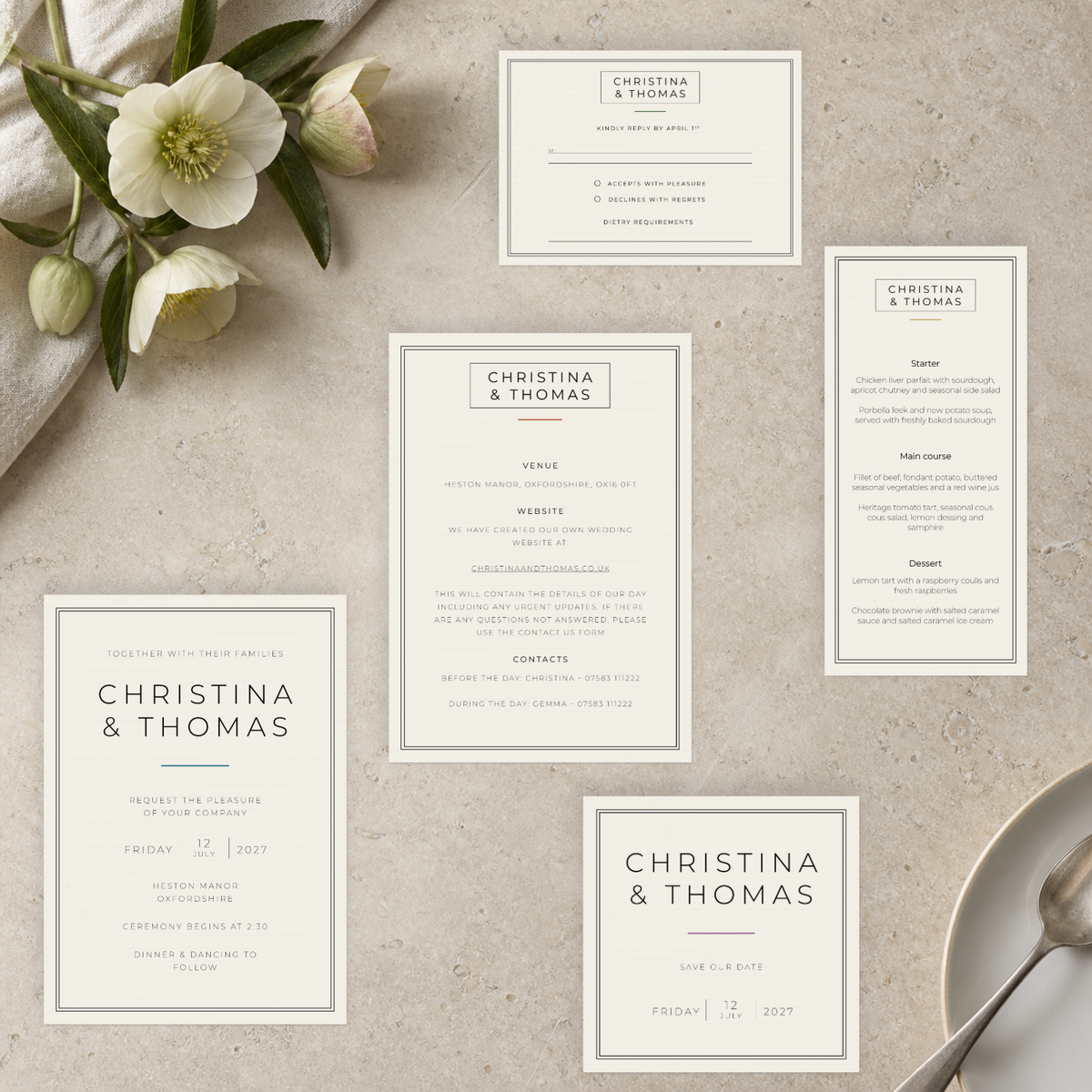 Simplicity wedding stationery suite