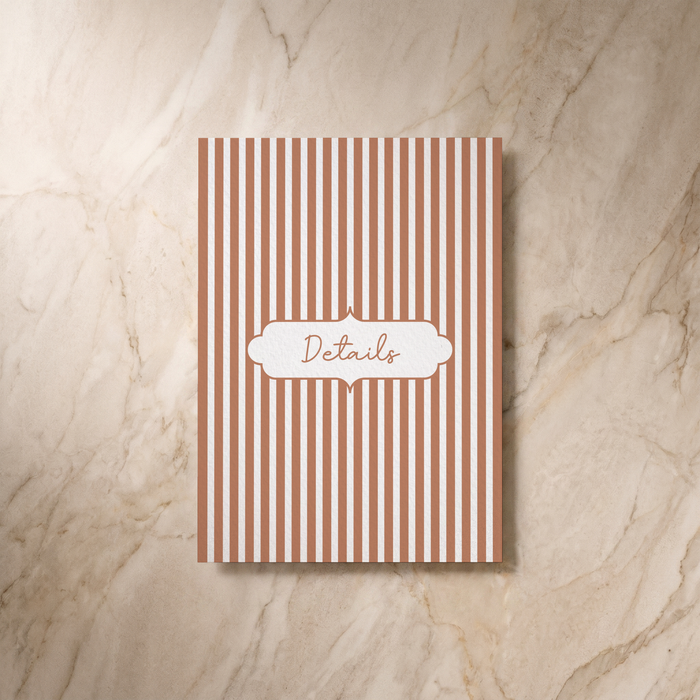 Parlour wedding details card, reverse design, designed and printed in Suffolk
