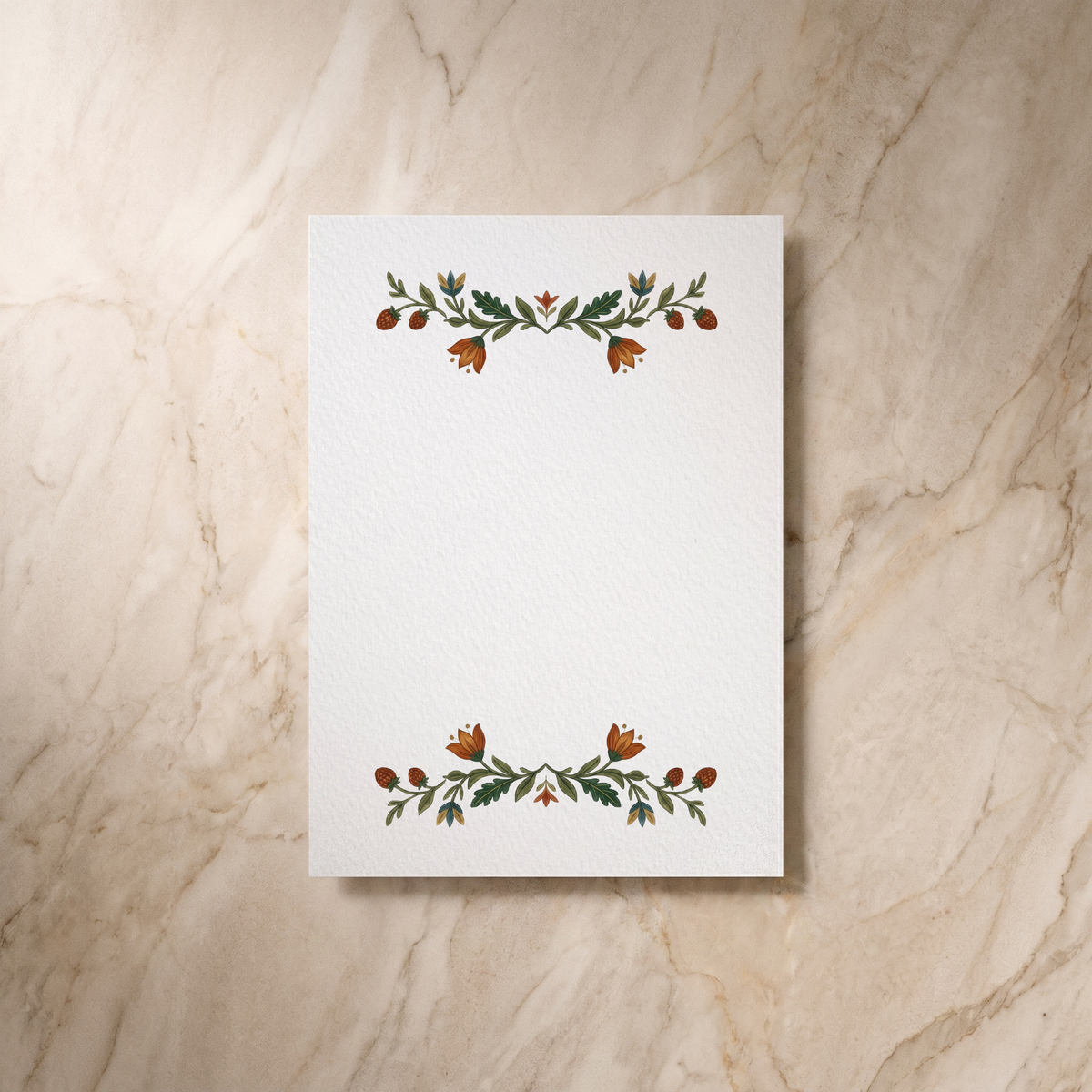 Botanical Folk wedding invitation, reverse design, designed and printed in Suffolk