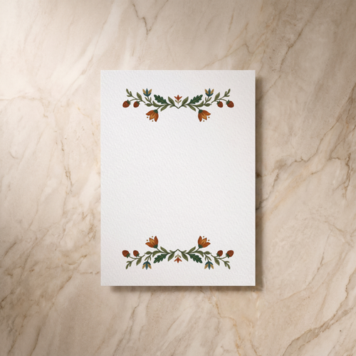 Botanical Folk wedding invitation, reverse design, designed and printed in Suffolk