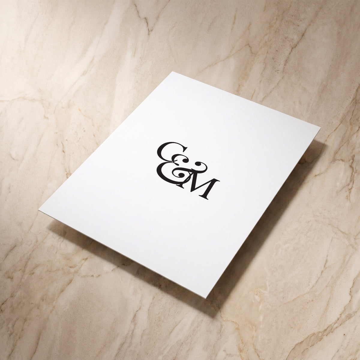 Essential wedding invitation, reverse shown at an angle, designed and printed in Suffolk