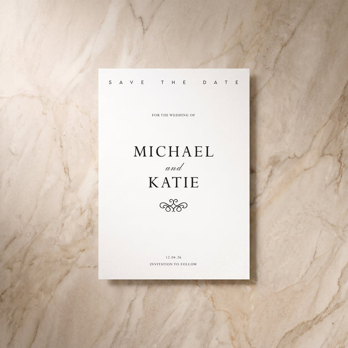 Essential save the date card, front design, designed and printed in Suffolk