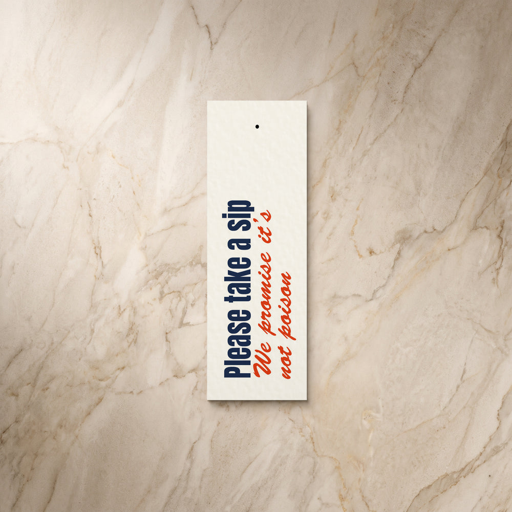 Illustrative wedding favour tag, front design, designed and printed in Suffolk