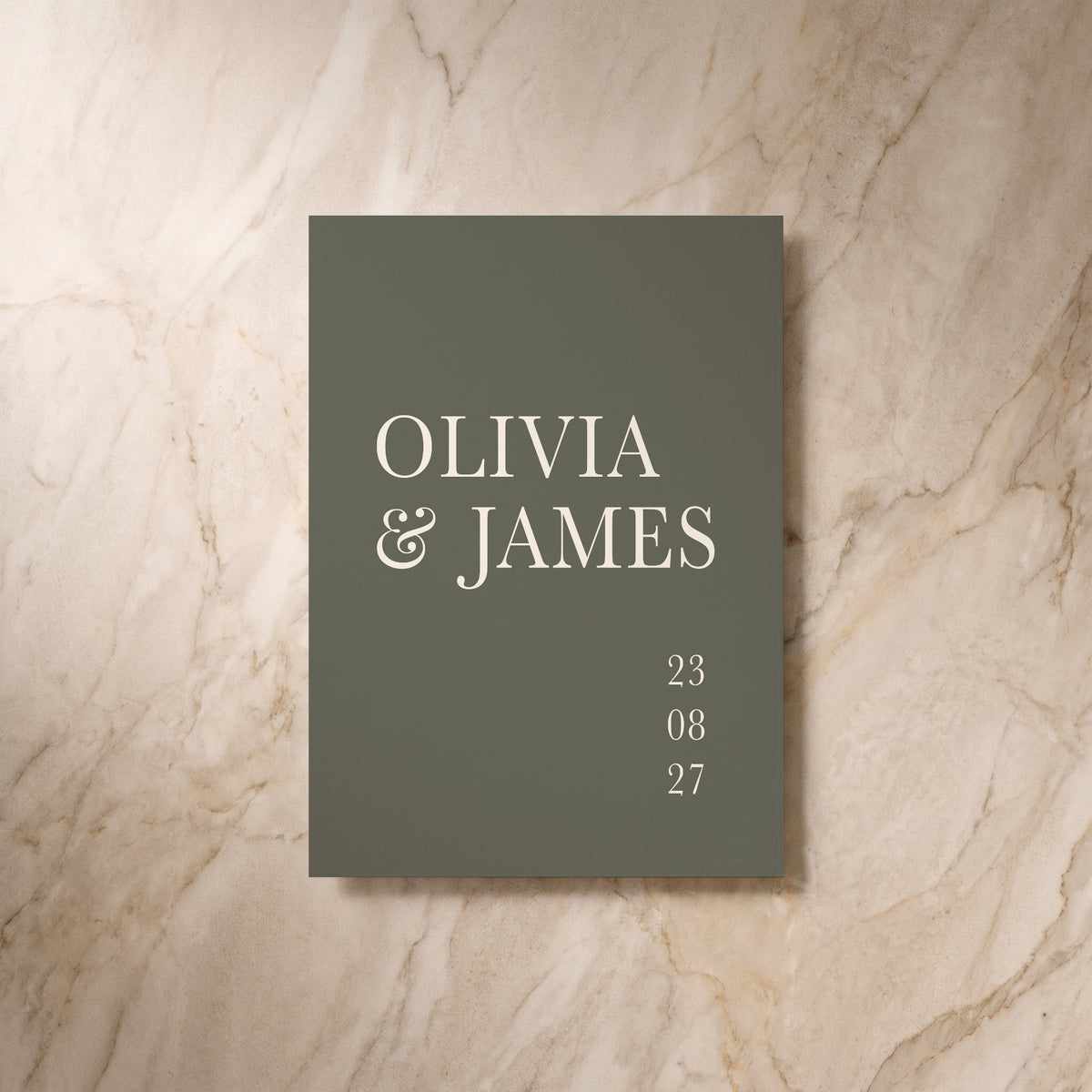 Heritage wedding invitation, back view