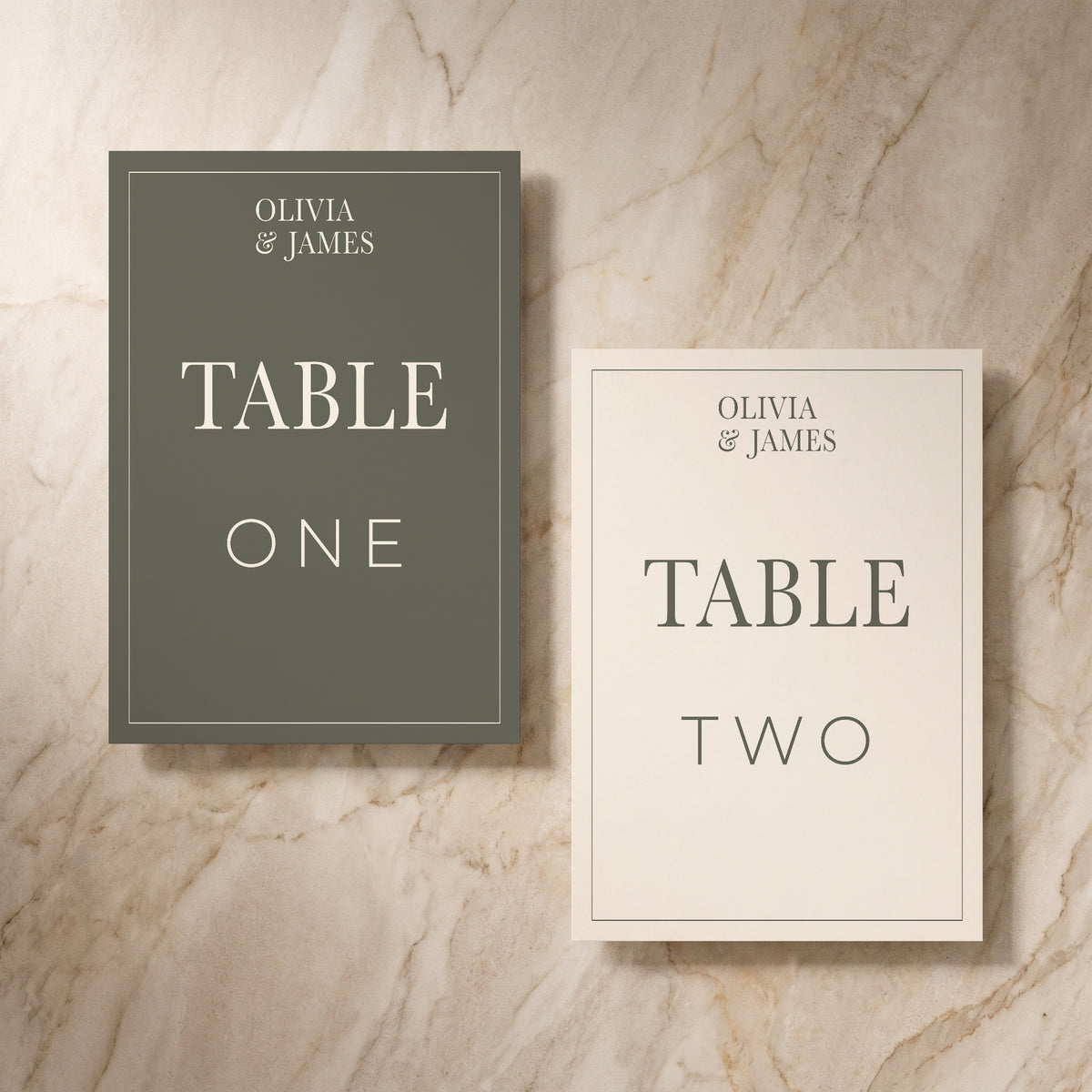 Heritage wedding table number, front and back pair