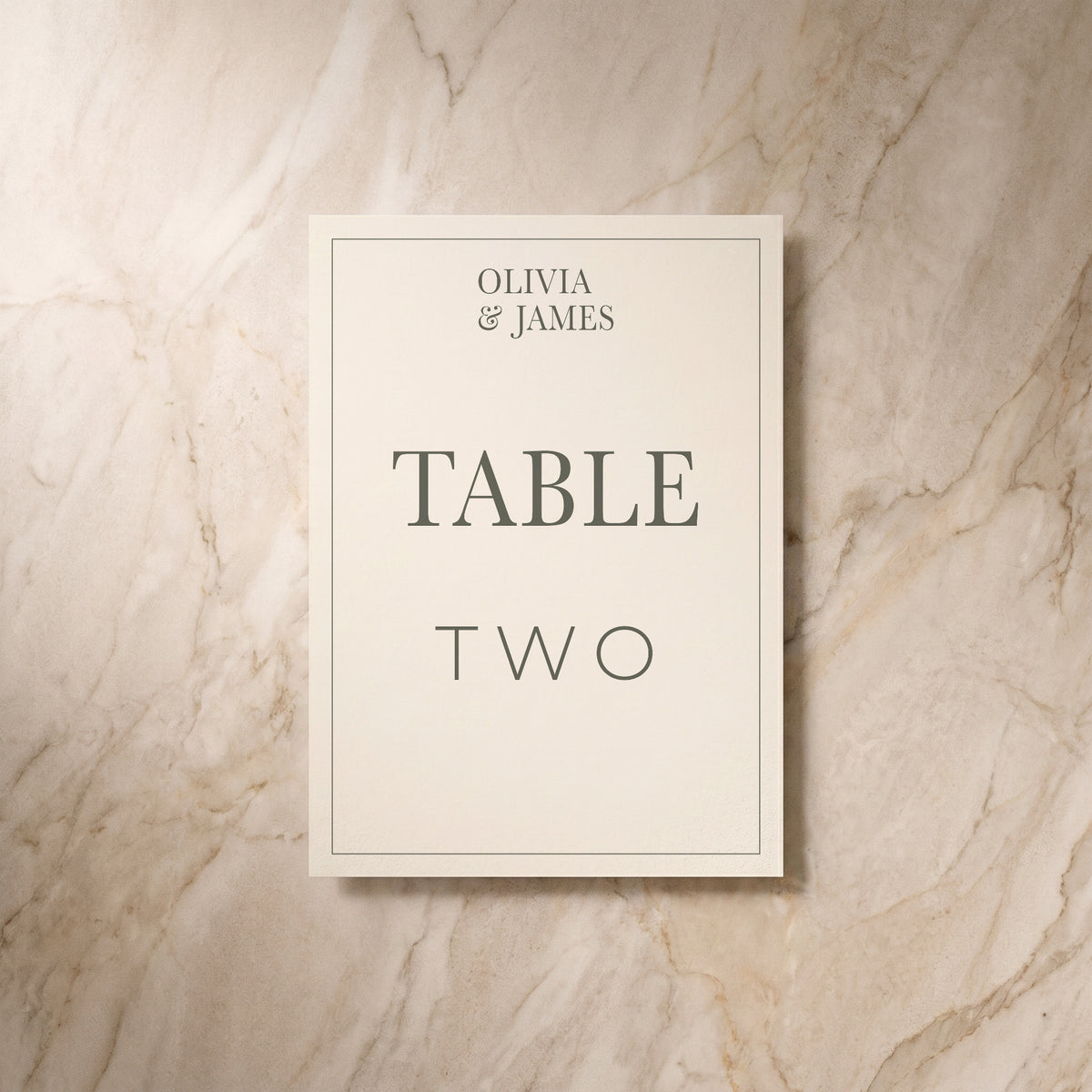 Heritage wedding table number, back view