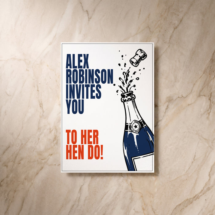 Illustrative hen do card, back view