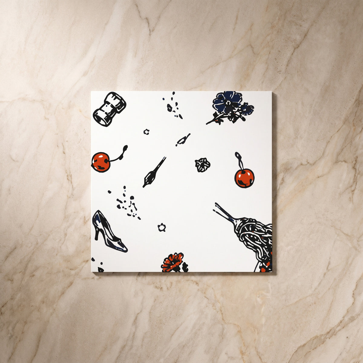 Illustrative wedding menu card, reverse design, designed and printed in Suffolk