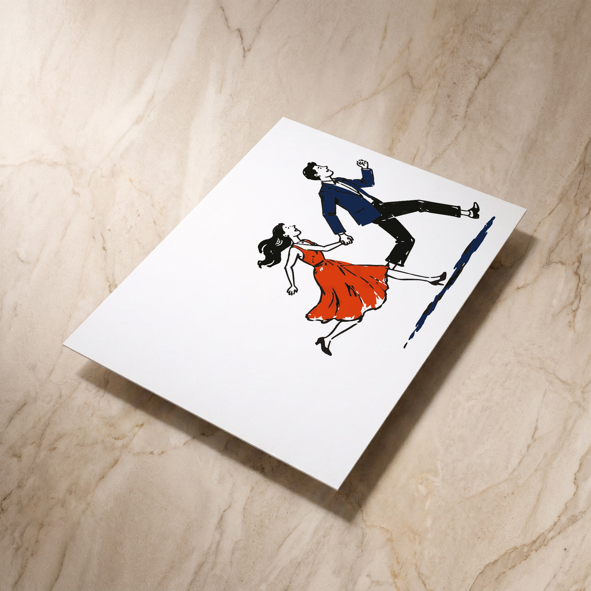 Illustrative RSVP card, reverse shown at an angle, designed and printed in Suffolk