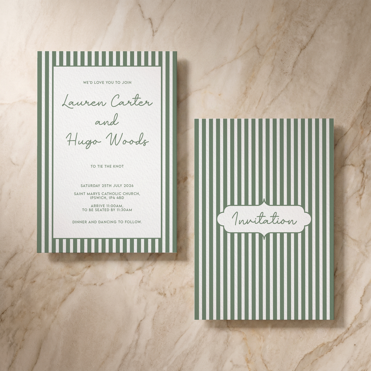 Parlour wedding invitation, design detail, designed and printed in Suffolk