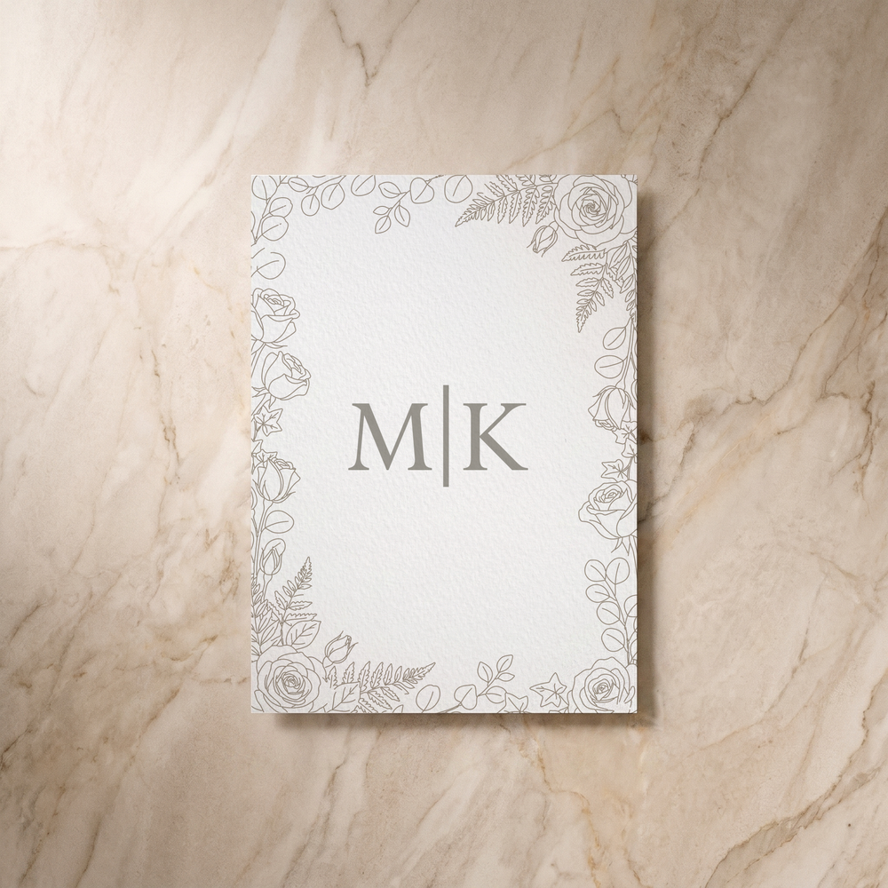 Line Garden wedding invitation, reverse design, designed and printed in Suffolk