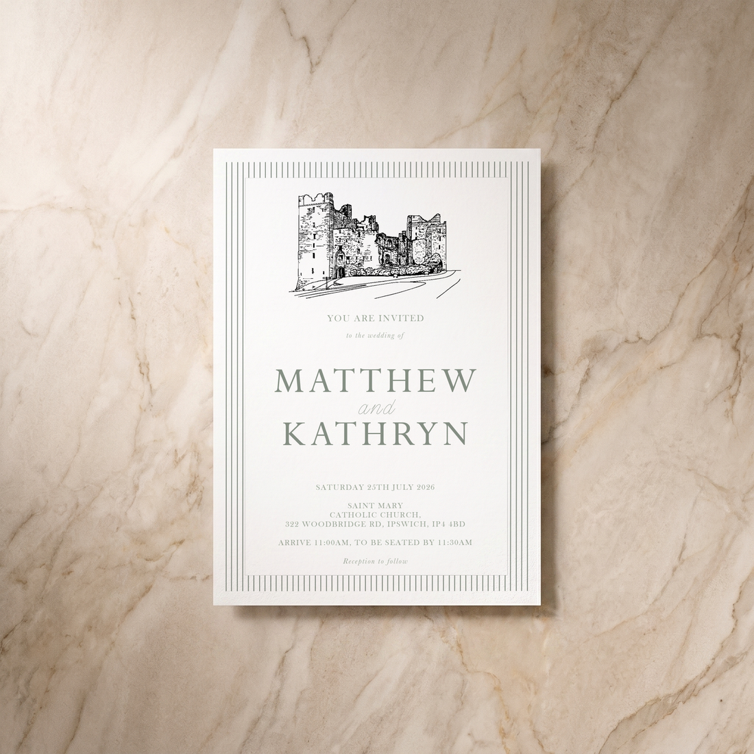 Lines wedding invitation, front