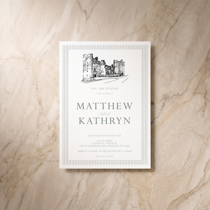 Lines wedding invitation, front