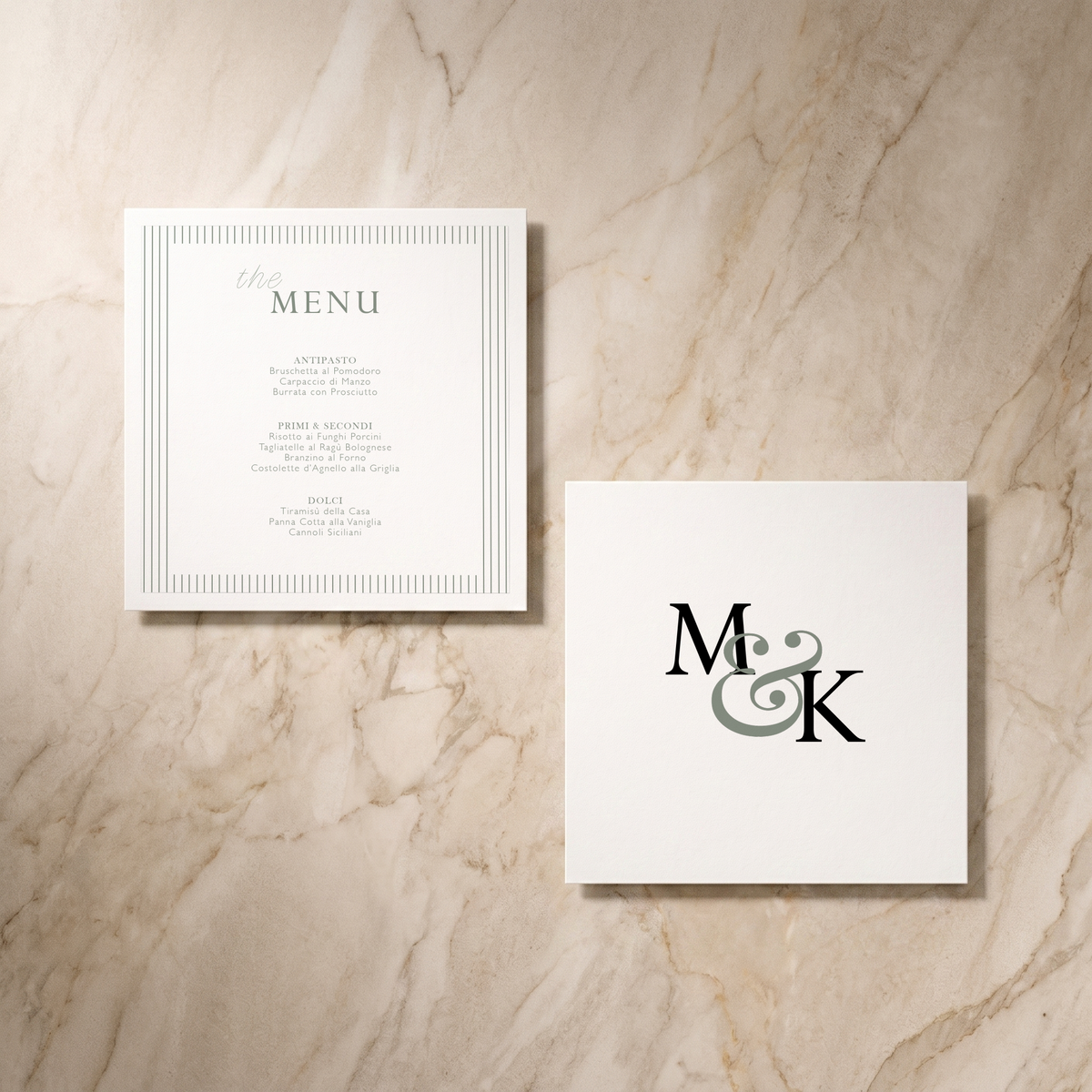Lines wedding menu pair