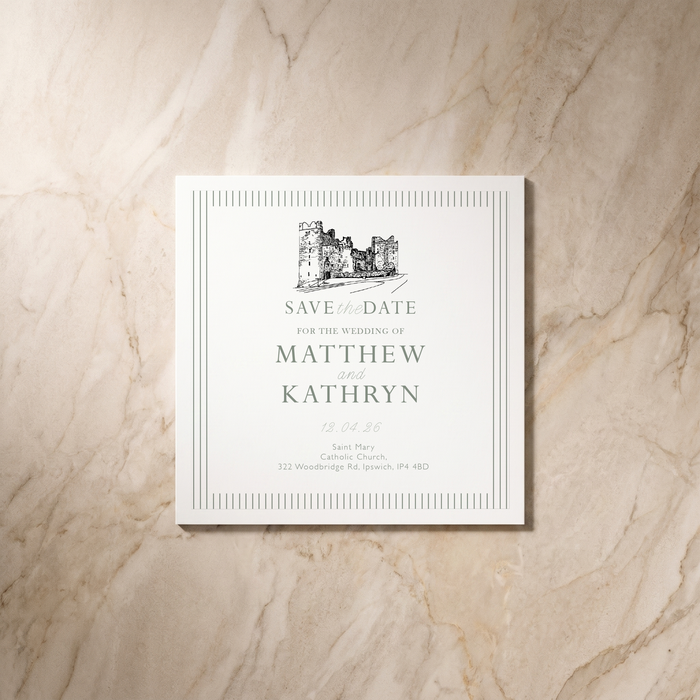 Lines wedding save the date card, front