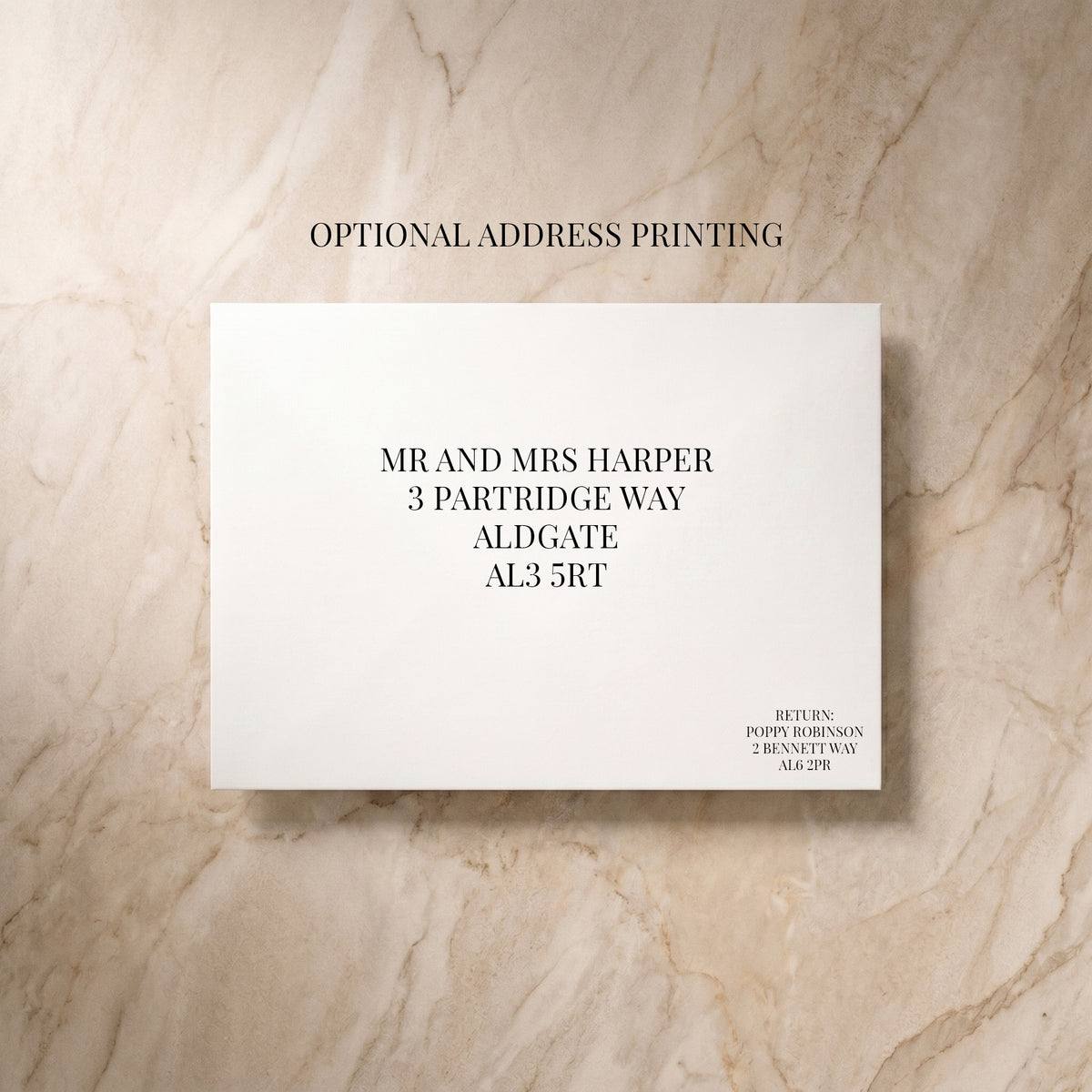 Optional printed return envelope
