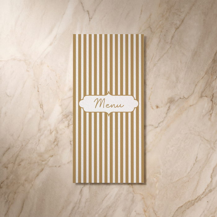 Parlour wedding menu card, reverse design, designed and printed in Suffolk