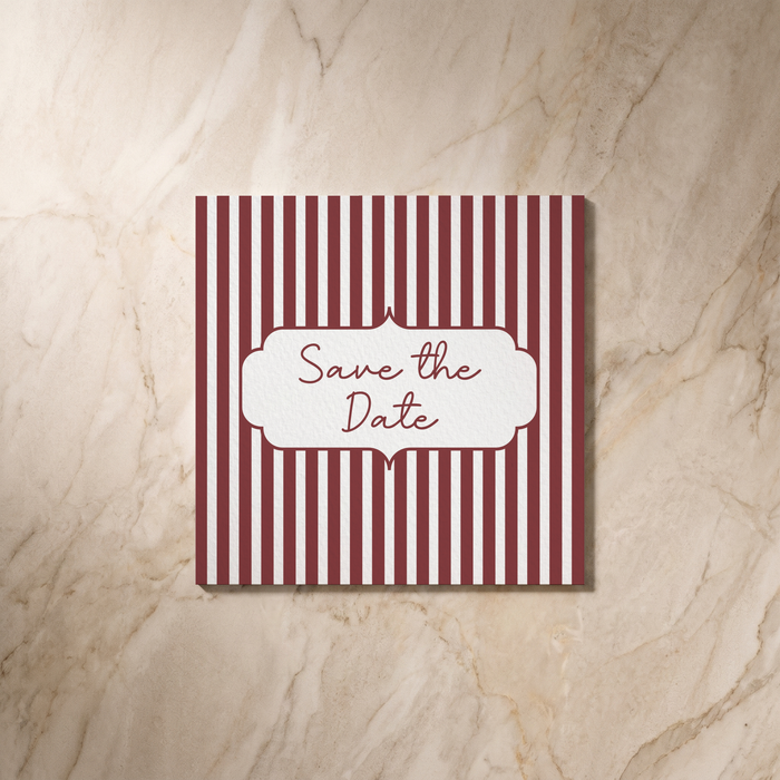 Parlour wedding save the date card, reverse design, designed and printed in Suffolk