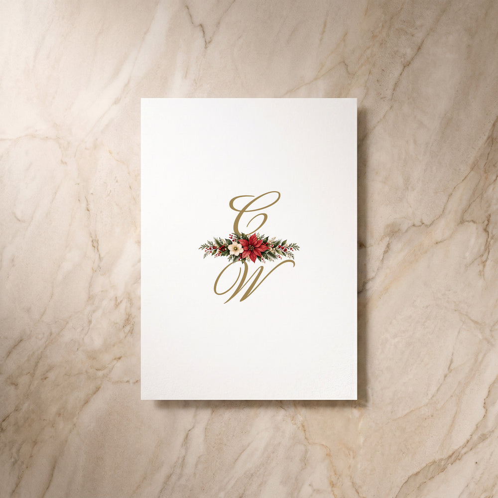 Christmas Poinsettia RSVP card, single back view