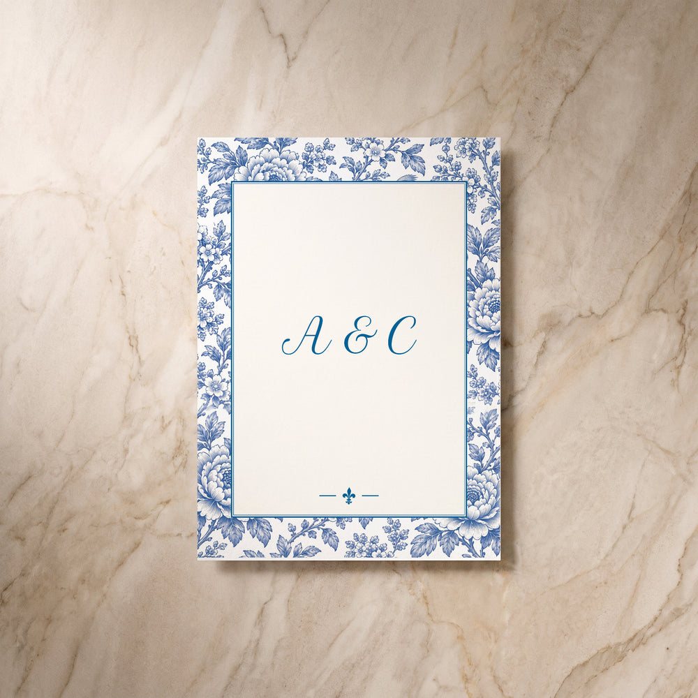 Porcelain wedding menu, back view