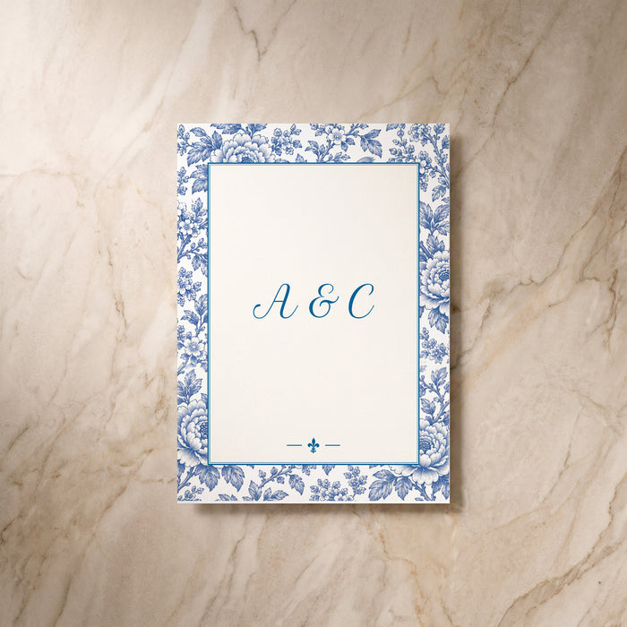 Porcelain wedding menu, back view
