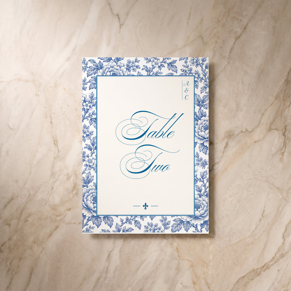Porcelain wedding table number, back view