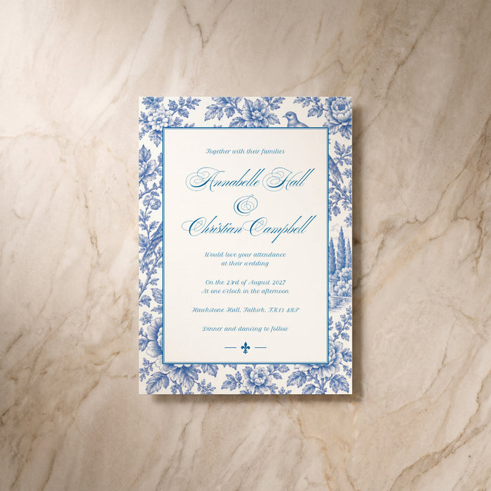 Porcelain wedding invitation, front view