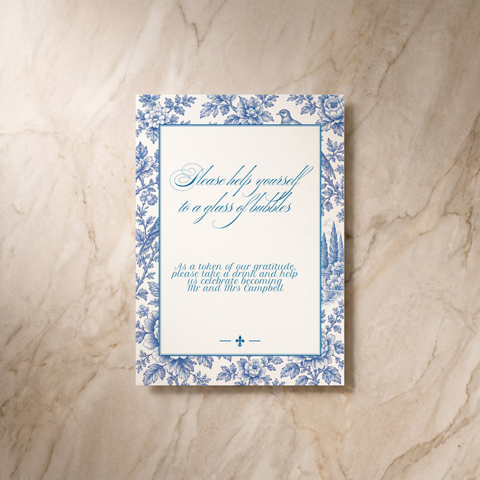 Porcelain Table Signage, back view