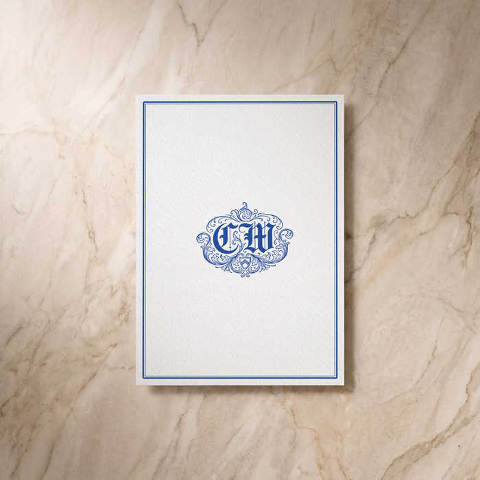 Regency wedding details card, reverse