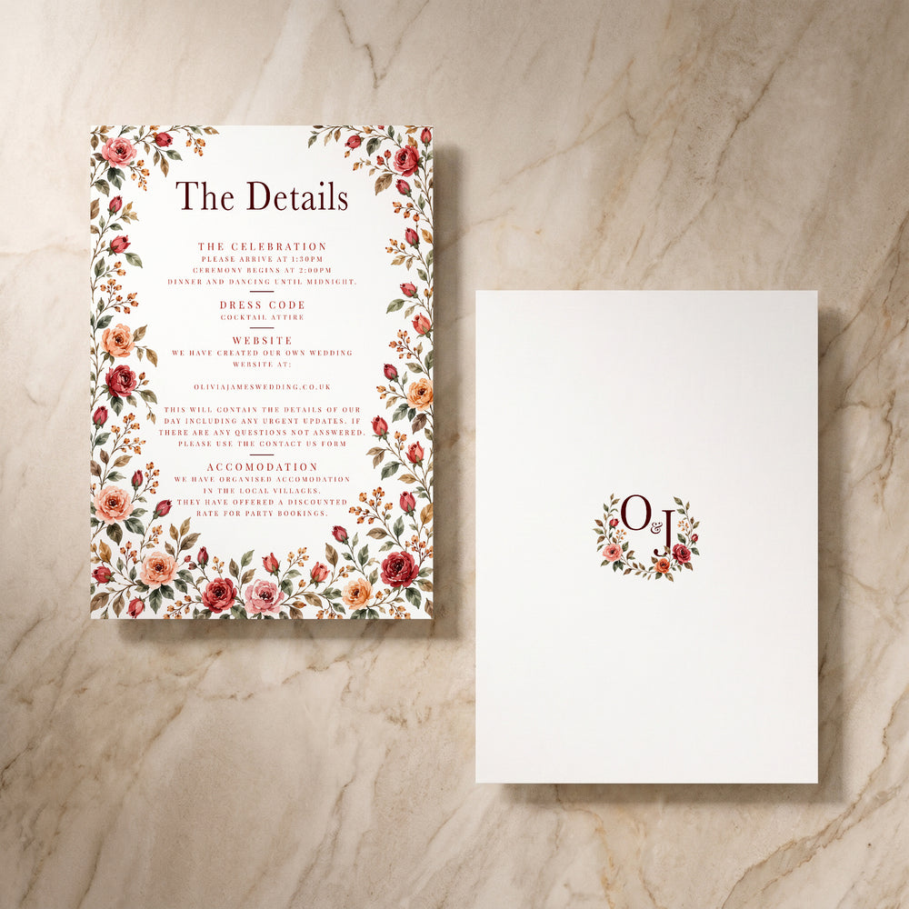 Rose Garden details card, pair of cards