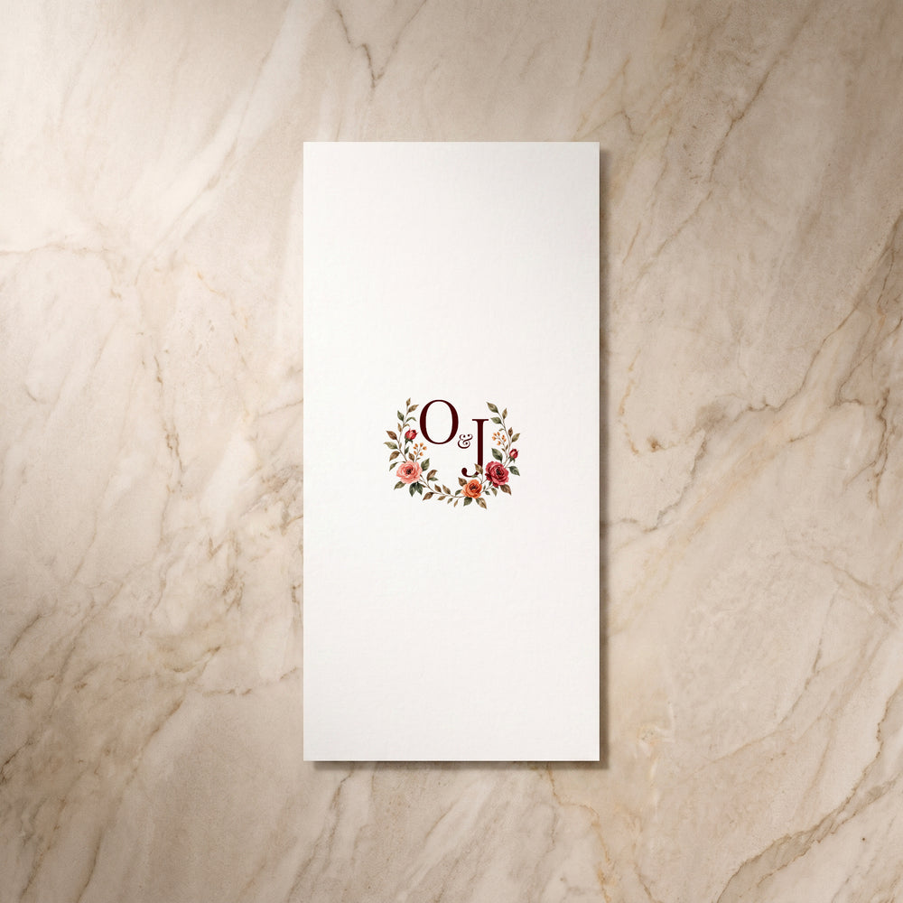 Rose Garden menu, single back view