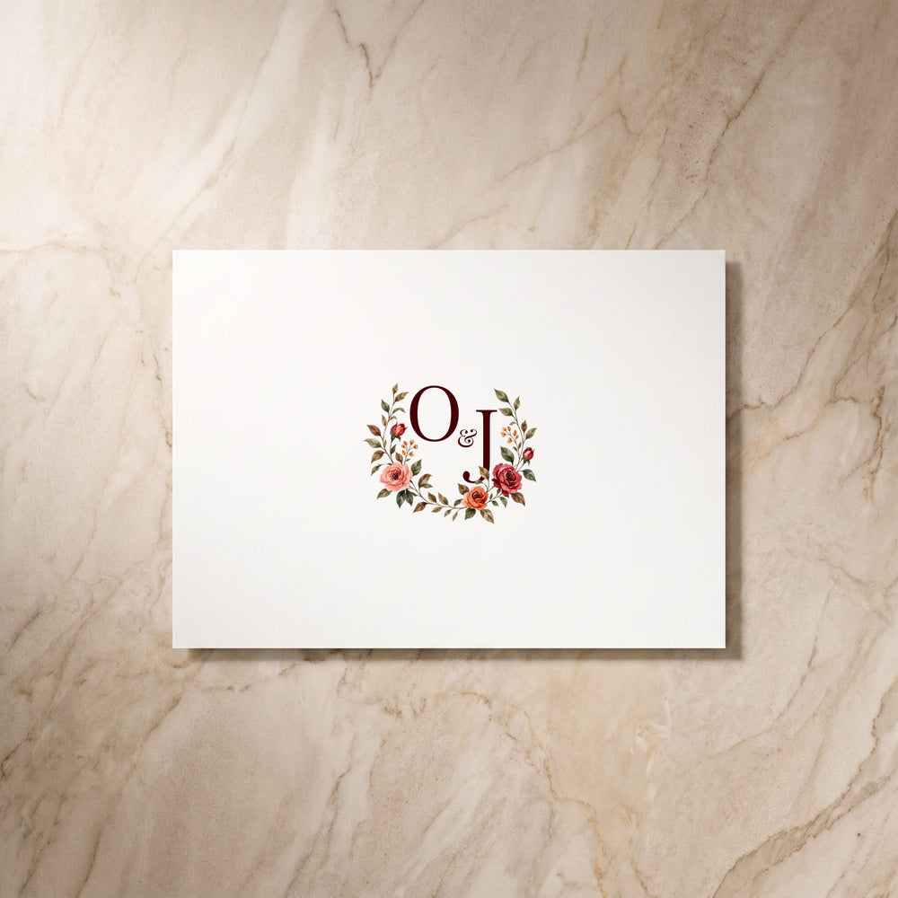 Rose Garden RSVP card, single back view