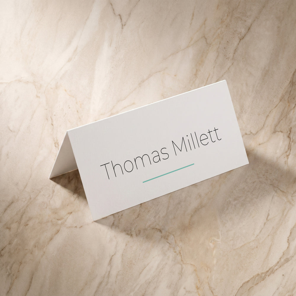 Simplicity wedding place card, front design, designed and printed in Suffolk