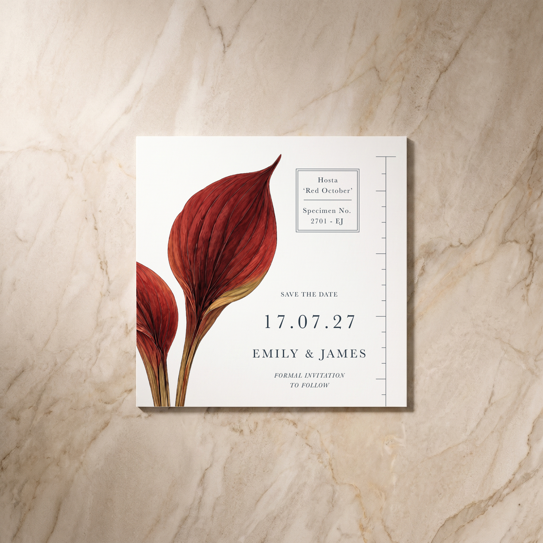 Botanist wedding save the date card, front