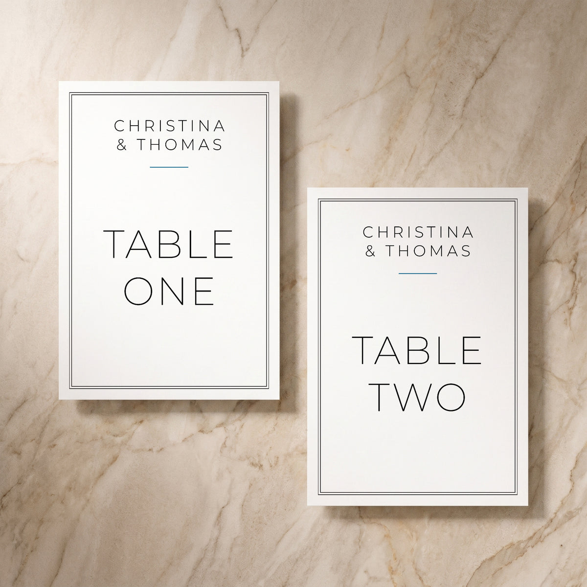 Simplicity wedding table numbers, front and reverse, designed and printed in Suffolk
