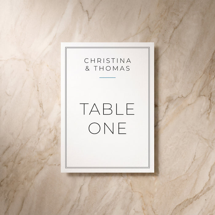 Simplicity wedding table number, front design, designed and printed in Suffolk