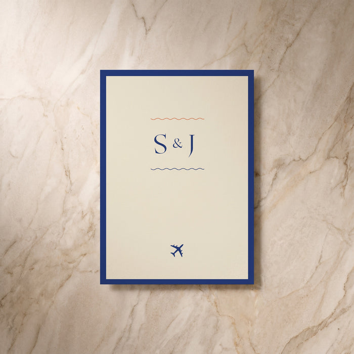 Travel wedding invitation, reverse design, designed and printed in Suffolk