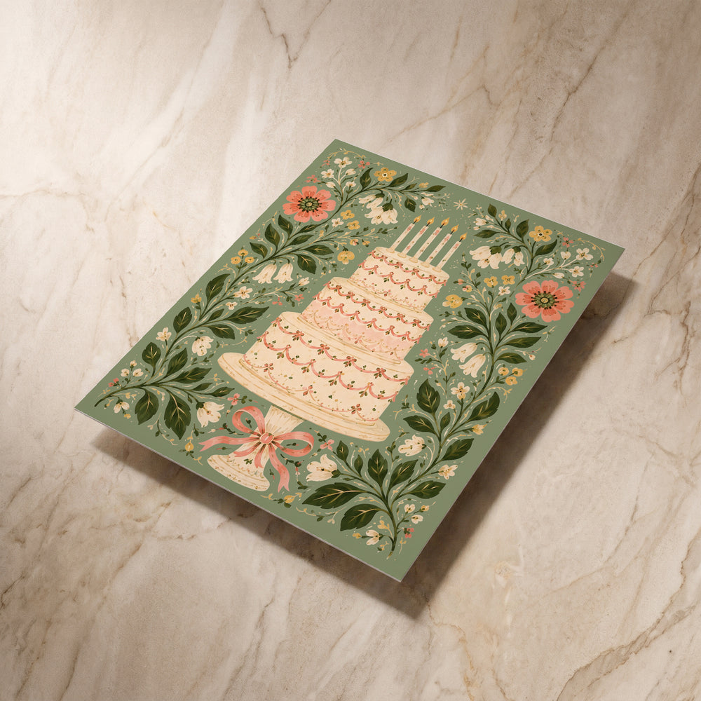 Wild Meadow wedding invitation, angled back view