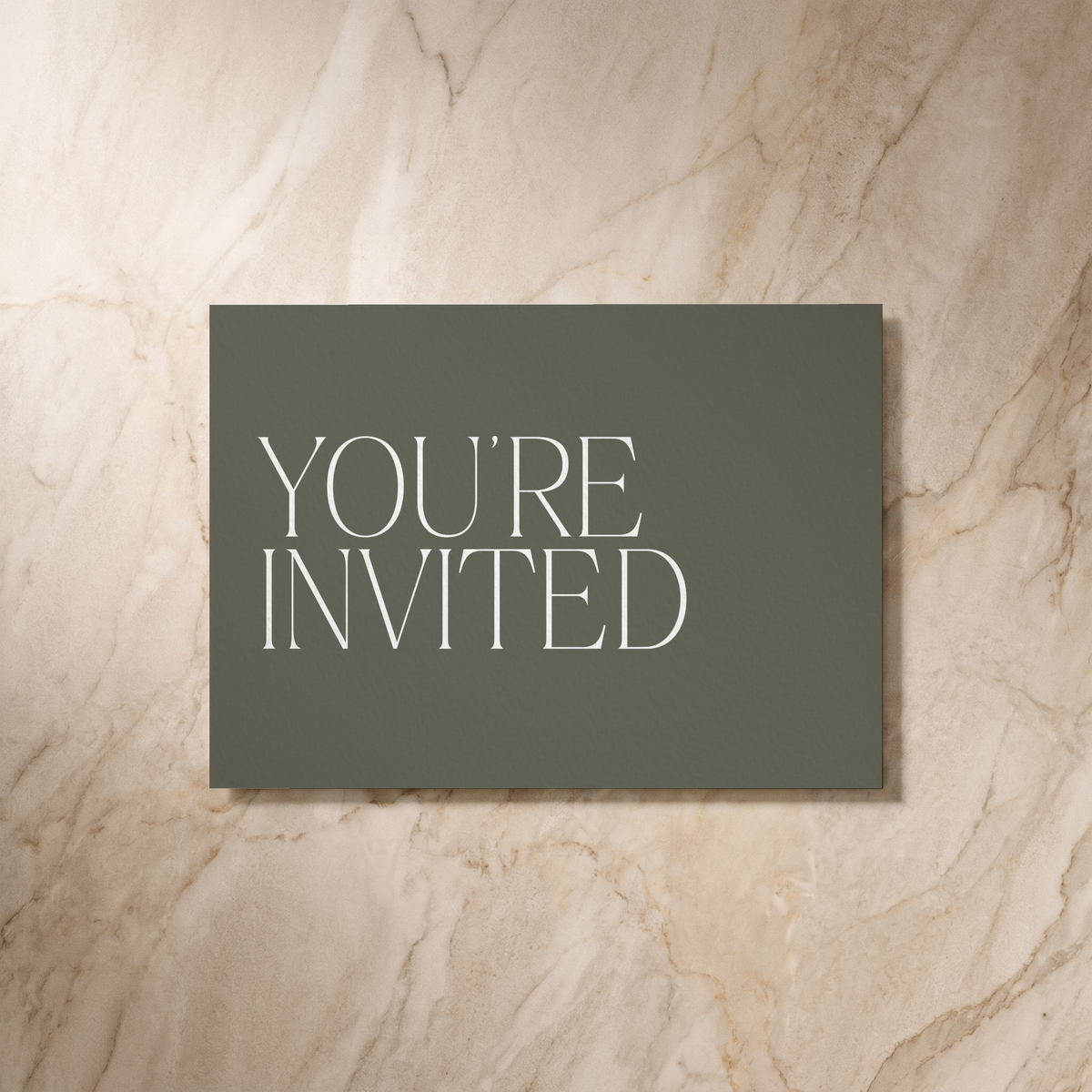 Typeface wedding invitation in forest green, reverse design, designed and printed in Suffolk