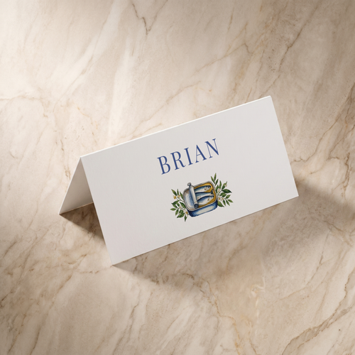 Amalfi wedding place card, front design, designed and printed in Suffolk