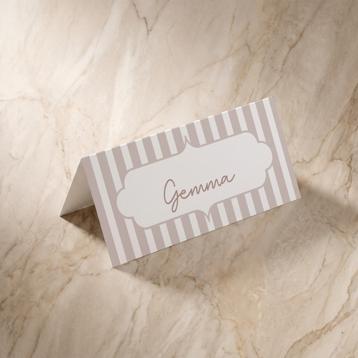 Parlour wedding place card, front design, designed and printed in Suffolk
