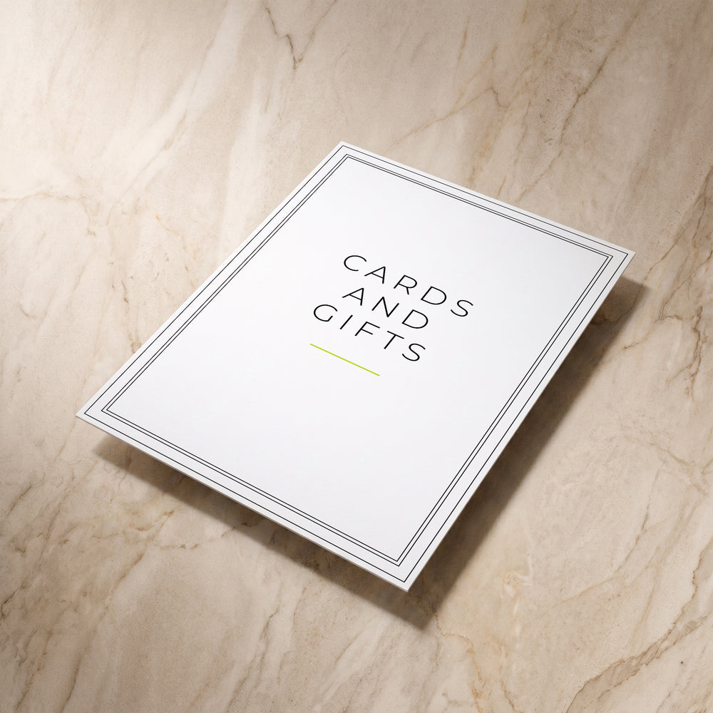 Simplicity table signage, angled front view