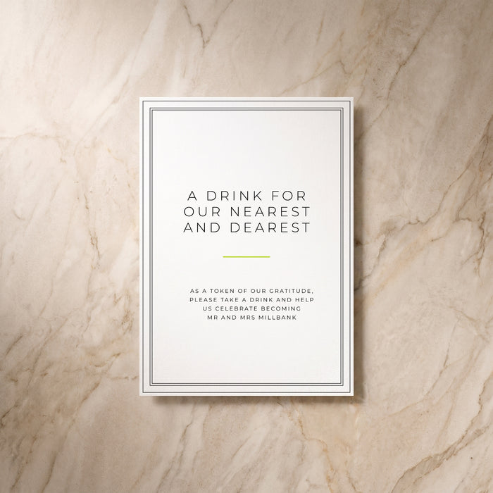 Simplicity table signage, back view