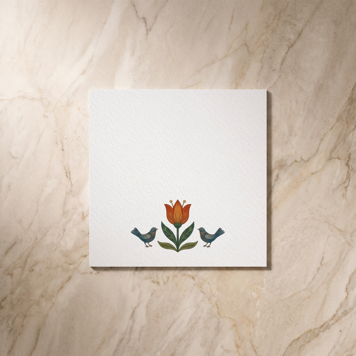 Botanical Folk save the date card, reverse design, designed and printed in Suffolk